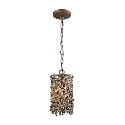 Agate Stones 1 Light Pendant In Weathered Bronze With Dark Bronze Agate Stones - Includes Recessed Lighting Kit