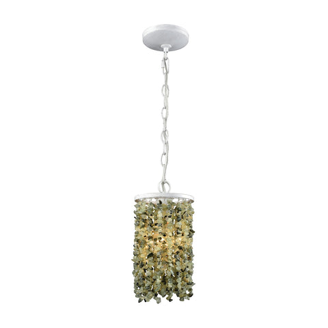 Agate Stones 1 Light Pendant In Weathered Bronze With Light Jade Agate Stones - Includes Recessed Lighting Kit