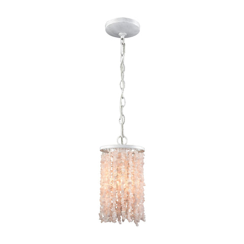 Agate Stones 1 Light Pendant In Off White With White And Pink Agate Stones - Includes Recessed Lighting Kit