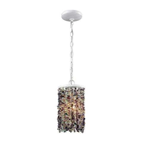 Agate Stones 1 Light Pendant In Off White With Purple Agate Stones - Includes Recessed Lighting Kit