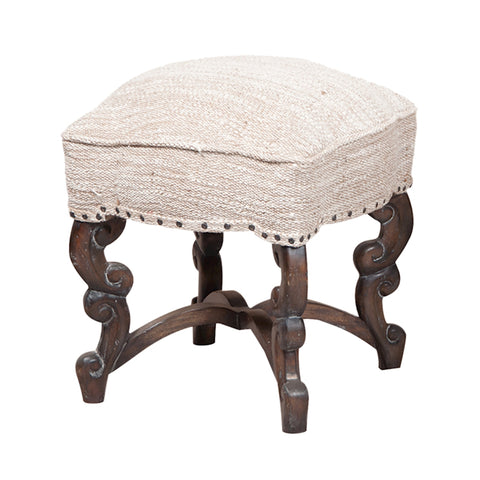 Scrolled Stool In Heritage Grey Stain