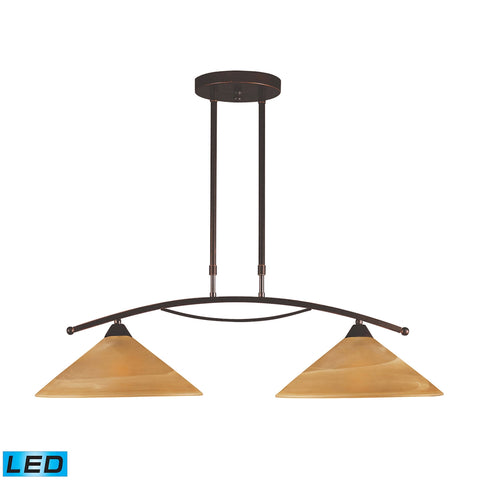 Elysburg 2 Light LED Island In Aged Bronze And Tea Stained Glass