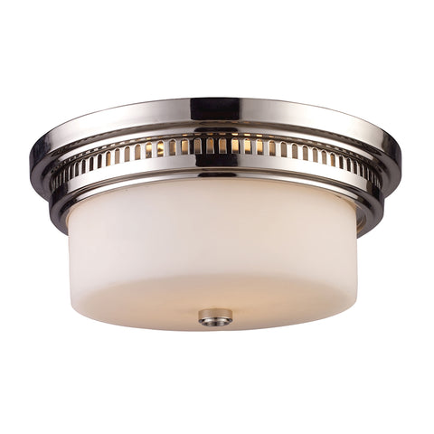 Chadwick 2 Light Flushmount In Polished Nickel And White Glass