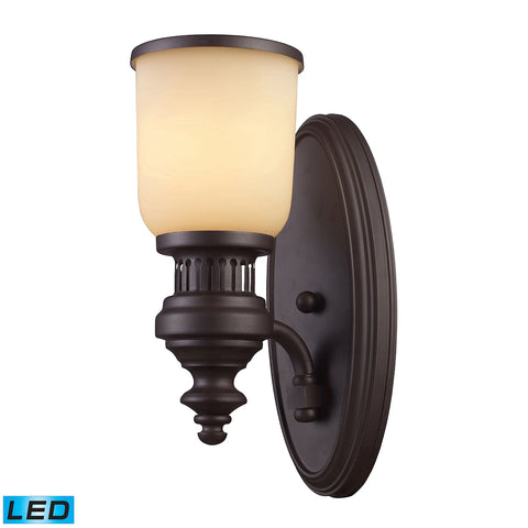 Chadwick 1 Light LED Wall Sconce In Oiled Bronze And Amber Glass