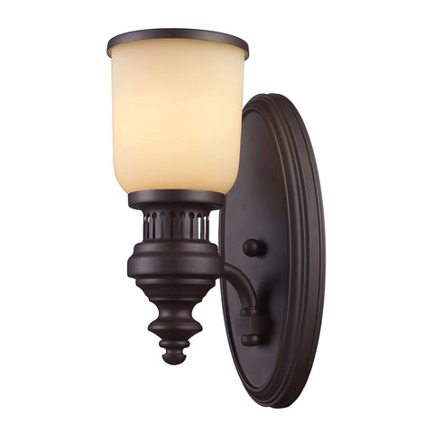 Chadwick 1 Light Wall Sconce In Oiled Bronze And Amber Glass