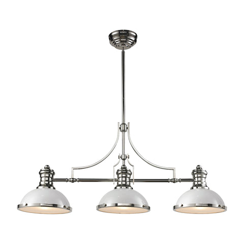 Chadwick 3 Light Billiard In Gloss White And Polished Nickel