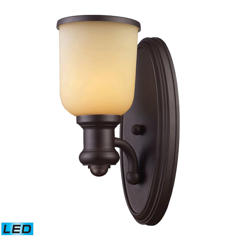 Brooksdale 1 Light LED Wall Sconce In Oiled Bronze And Amber Glass