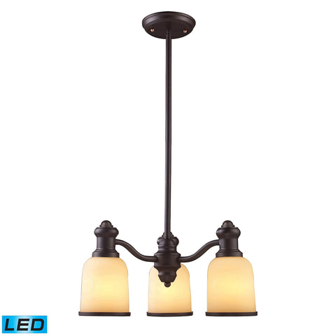 Brooksdale 3 Light LED Chandelier In Oiled Bronze And Amber Glass