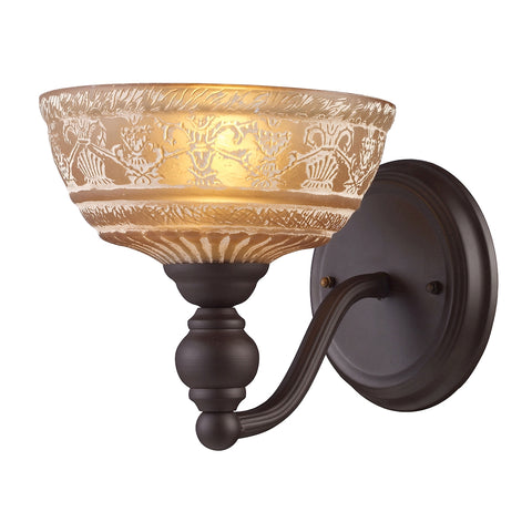 Norwich 1 Light Wall Sconce In Oiled Bronze And Amber Glass