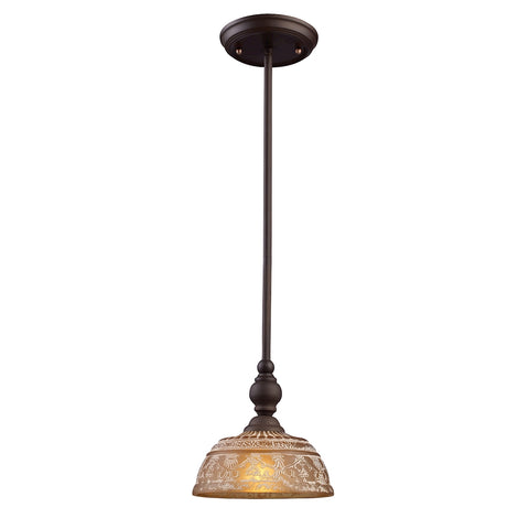 Norwich 1 Light Mini Pendant In Oiled Bronze And Amber Glass