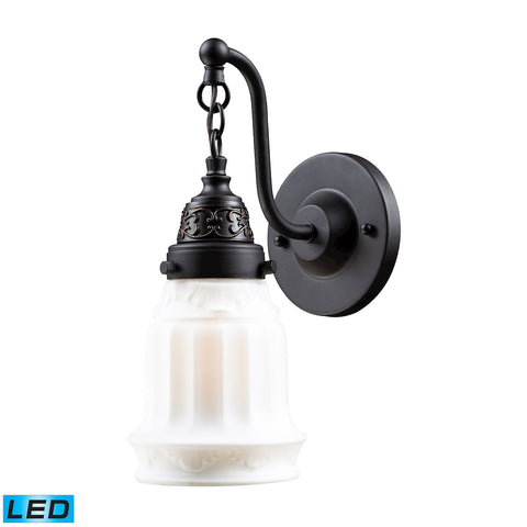 Quinton Parlor 1 Light LED Sconce In Oiled Bronze And White Glass