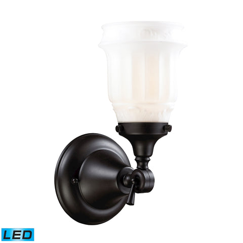 Quinton Parlor 1 Light LED Vanity In Oiled Bronze And White Glass