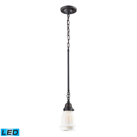 Quinton Parlor 1 Light LED Pendant In Oiled Bronze And White Glass