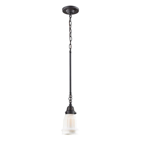 Quinton Parlor 1 Light Pendant In Oiled Bronze And White Glass