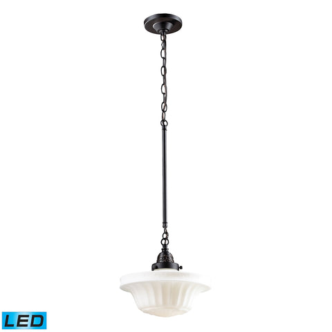 Qunton Parlor 1 Light LED Pendant In Oiled Bronze And White Glass