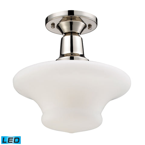 Barton 1 Light LED Semi Flush in Polished Nickel