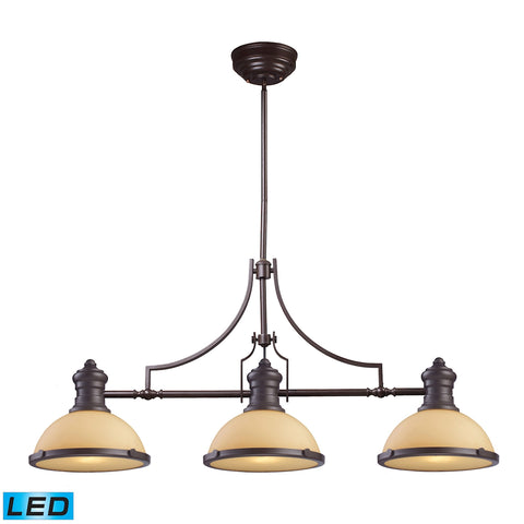 Chadwick 3 Light LED Billiard In Oiled Bronze And Amber Glass