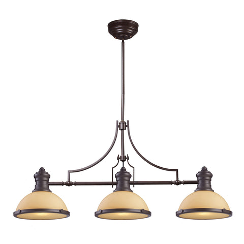Chadwick 3 Light Billiard In Oiled Bronze And Amber Glass
