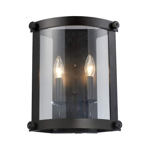 Chesapeake 2 Light Wall Sconce In Oiled Bronze And Clear Glass