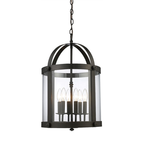 Chesapeake 6 Light Pendant In Oiled Bronze And Clear Glass