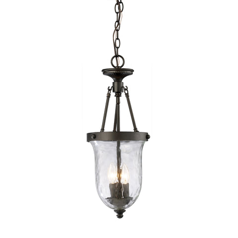 Yorkville 3 Light Pendant In Oiled Bronze And Water Glass