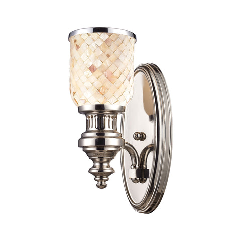 Chadwick 1 Light Wall Sconce In Polished Nickel And Cappa Shells