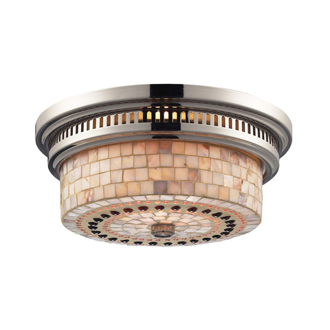 Chadwick 2 Light Flushmount In Polished Nickel And Cappa Shells