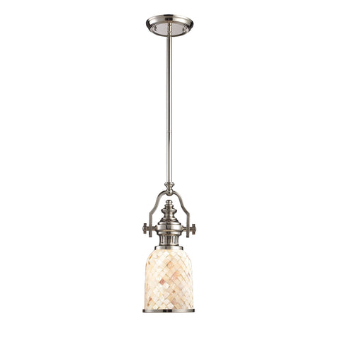 Chadwick 1 Light Pendant In Polished Nickel And Cappa Shells