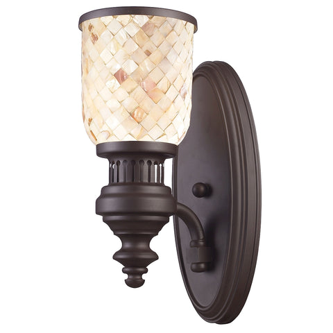 Chadwick 1 Light Wall Sconce In Oiled Bronze And Cappa Shells