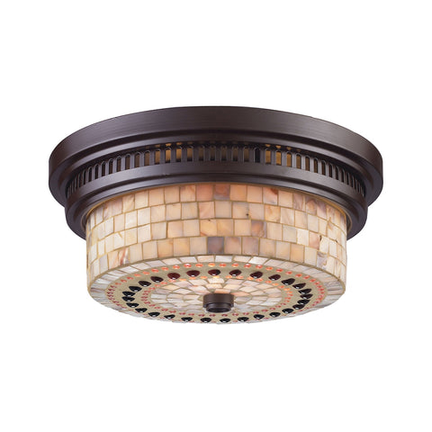 Chadwick 2 Light Flushmount In Oiled Bronze And Cappa Shells
