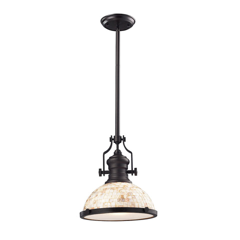 Chadwick 1 Light Pendant Oiled Bronze And Cappa Shells