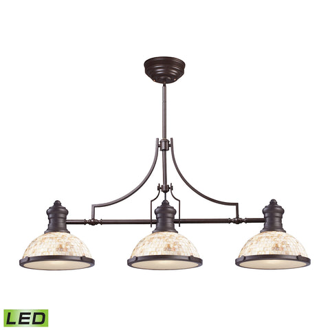 Chadwick 3 Light LED Billiard Light In Oiled Bronze And Cappa Shells