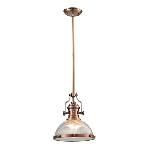 Chadwick 1 Light Pendant In Antique Copper And Halophane Glass