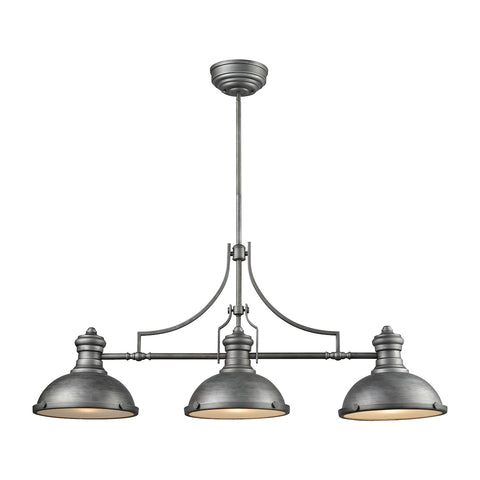Chadwick 3 Light Island In Weathered Zinc With Frosted Glass Diffusers
