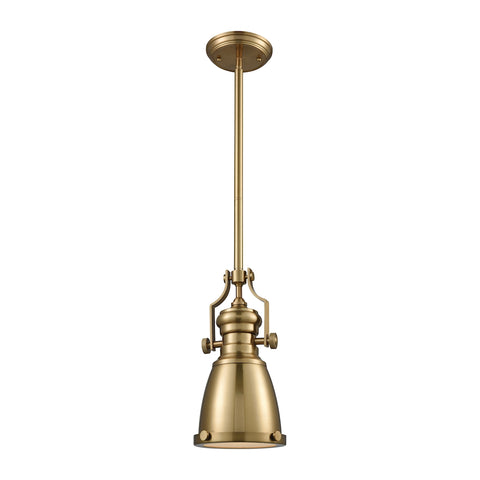 Chadwick 1 Light Pendant In Satin Brass With Frosted Glass Diffuser - Includes Recessed Lighting Kit