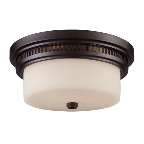 Chadwick 2 Light Flushmount In Oiled Bronze And White Glass