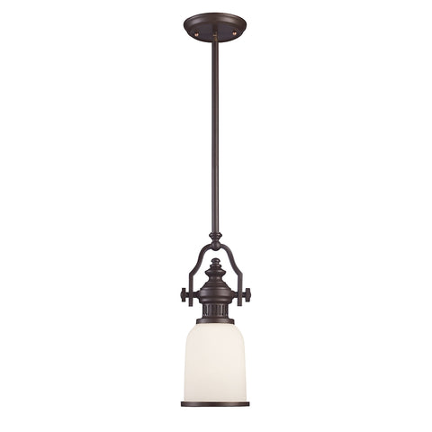 Chadwick 1 Light Mini Pendant In Oiled Bronze And White Glass