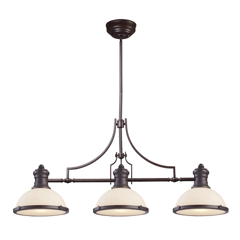Chadwick 3 Light Island In Oiled Bronze And White Glass