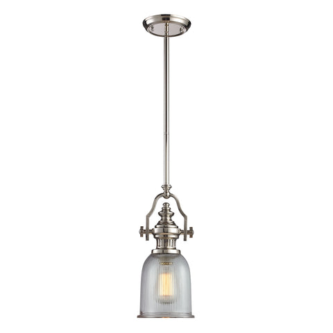 Chadwick 1 Light Pendant In Polished Nickel And Halophane Glass