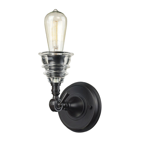 Insulator Glass 1 Light Wall Sconce In Oiled Bronze