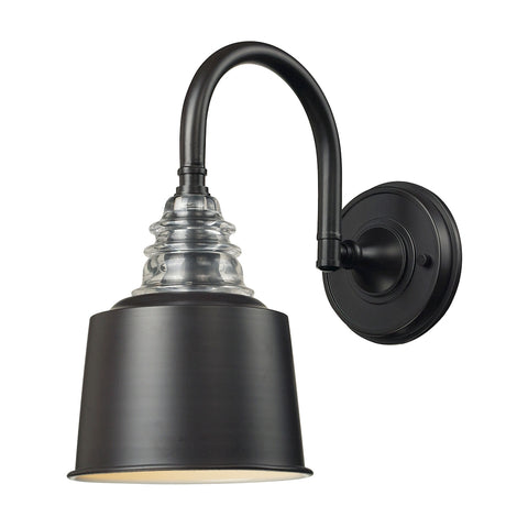 Insulator Glass 1 Light Wall Sconce In Oiled Bronze