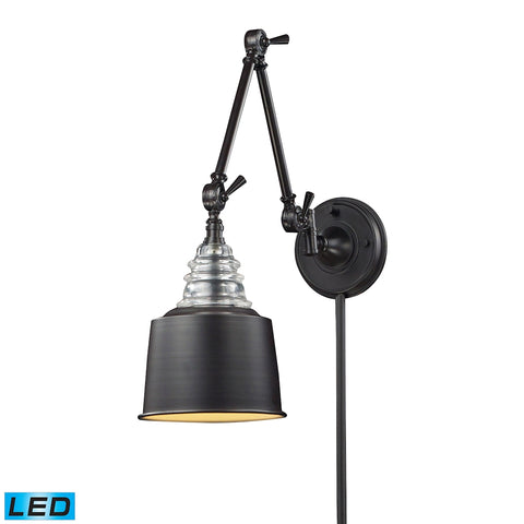 Insulator Glass 1 Light LED Swingarm Sconce In Oiled Bronze