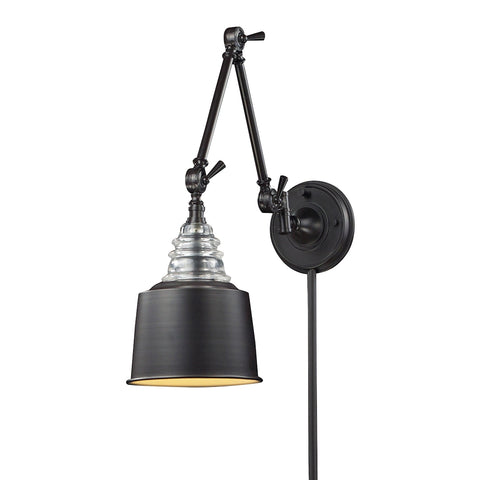 Insulator Glass 1 Light Swingarm Sconce In Oiled Bronze