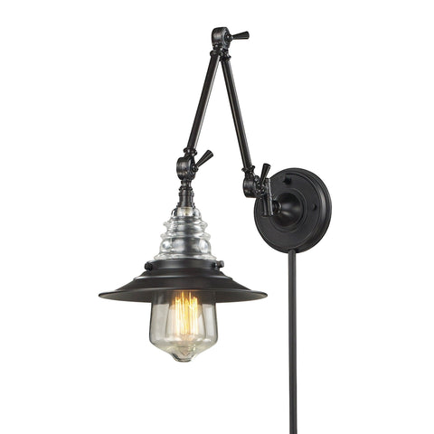 Insulator Glass 1 Light Swingarm Sconce In Oiled Bronze