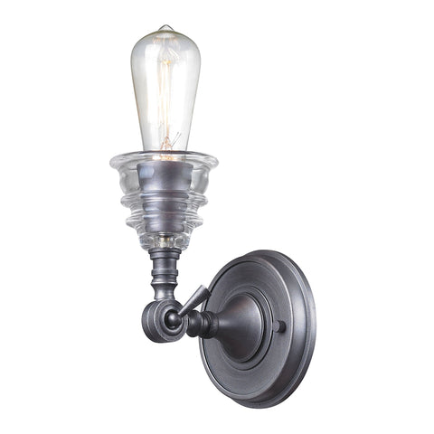 Insulator Glass 1 Light Wall Sconce In Weathered Zinc