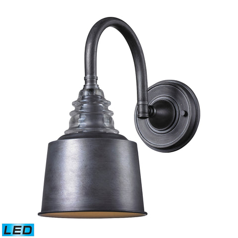 Insulator Glass 1 Light LED Wall Sconce In Weathered Zinc