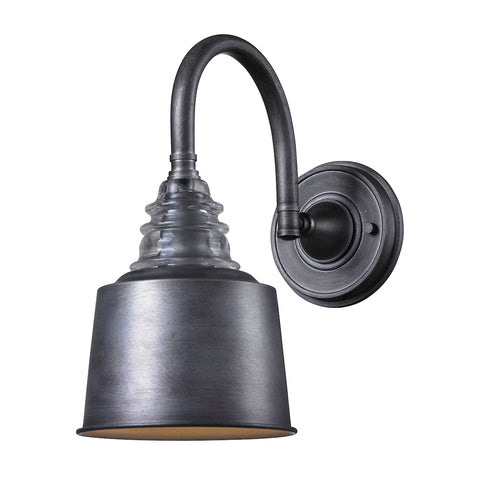 Insulator Glass 1 Light Wall Sconce In Weathered Zinc