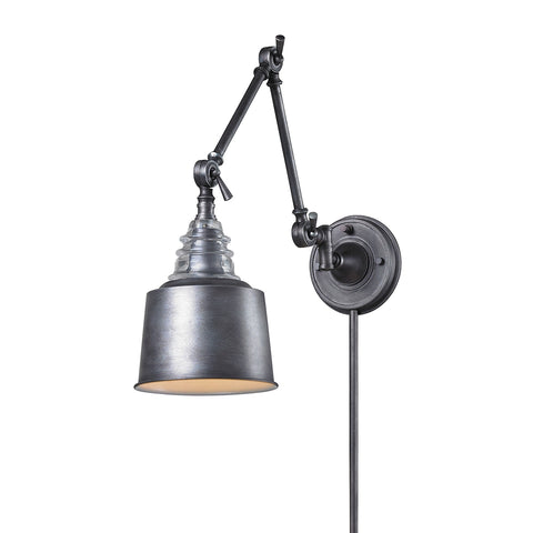 Insulator Glass 1 Light Swingarm Sconce In Weathered Zinc