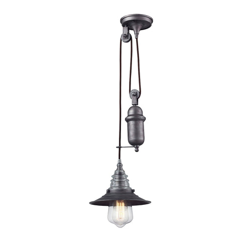 Insulator Glass 1 Light Pendant In Weathered Zinc