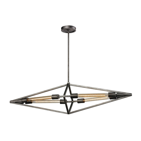 Laboratory 4 Light Chandelier In Weathered Zinc - Bulbs Included
